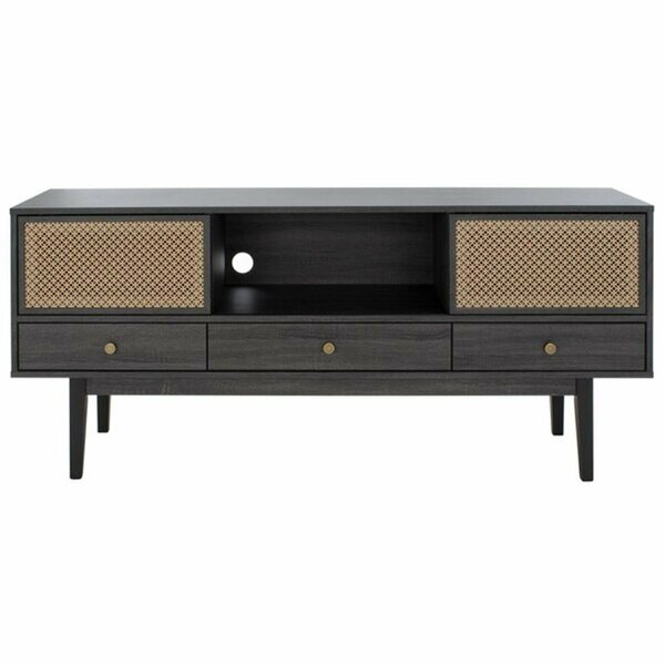 Safavieh Ceu 3 Drawer 1 Shelf Media TV Stand, Distressed Black & Gold - 1 Box of 2 MED9606E-2BX